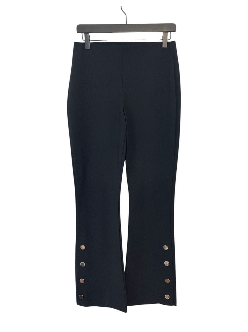 INC International Concepts Womens Black Flare Snap Button Pull On Dress Pants Si